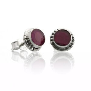 Pendientes Rubí plata