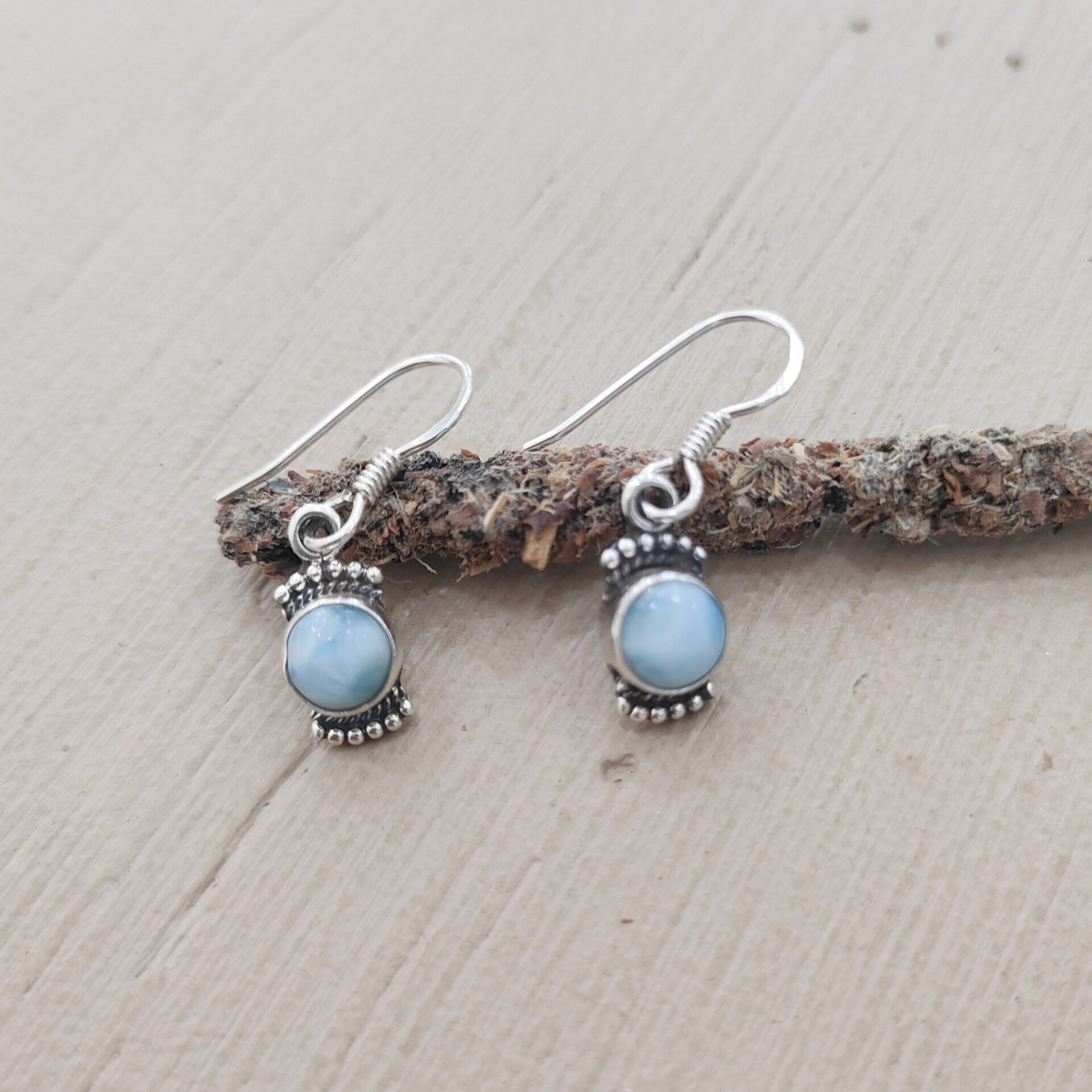 Pendientes Larimar en plata - Imagen 2