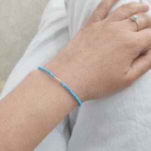 Pulsera Turquesa facetada y plata