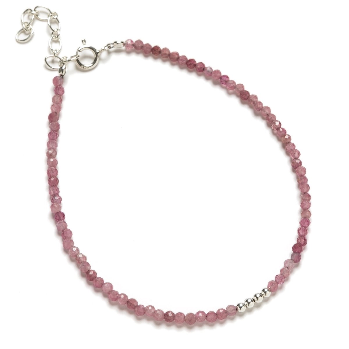 Pulsera Turmalina Rosa facetada y plata - Imagen 2