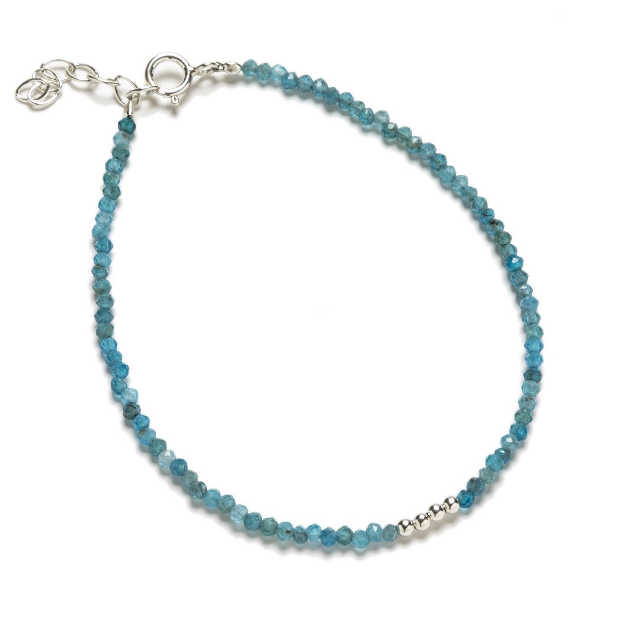 Pulsera Apatito azul facetado y plata - Imagen 2