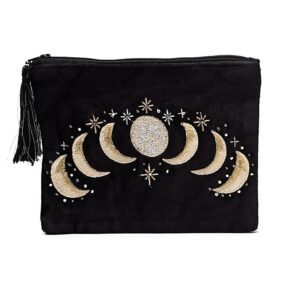 Bolsa de Terciopelo bordada.Fases Lunares